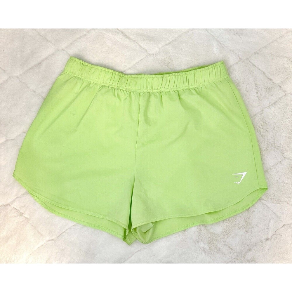 Gymshark Neon Green Training Loose Fit Shorts Size Large 3” Inseam Elastic waist